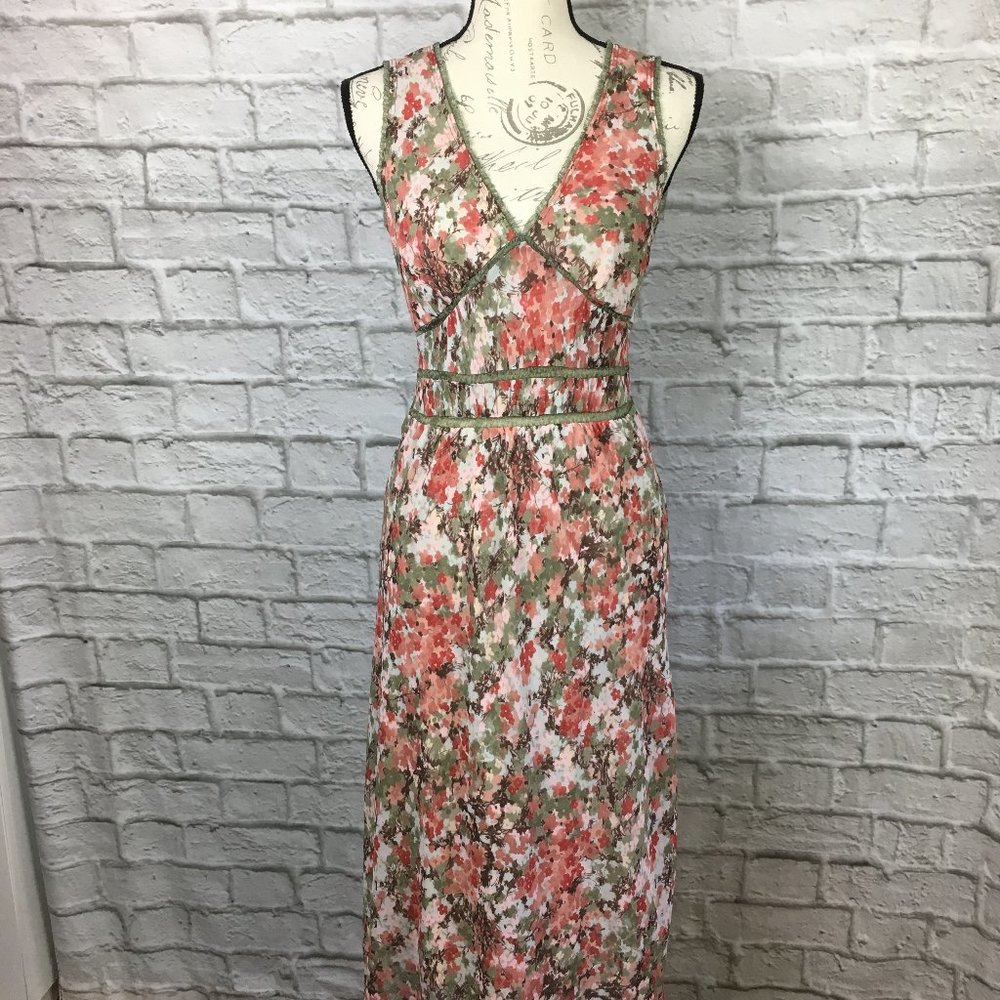 Soprano Long Floral Dress - Chiffon Trim Size S